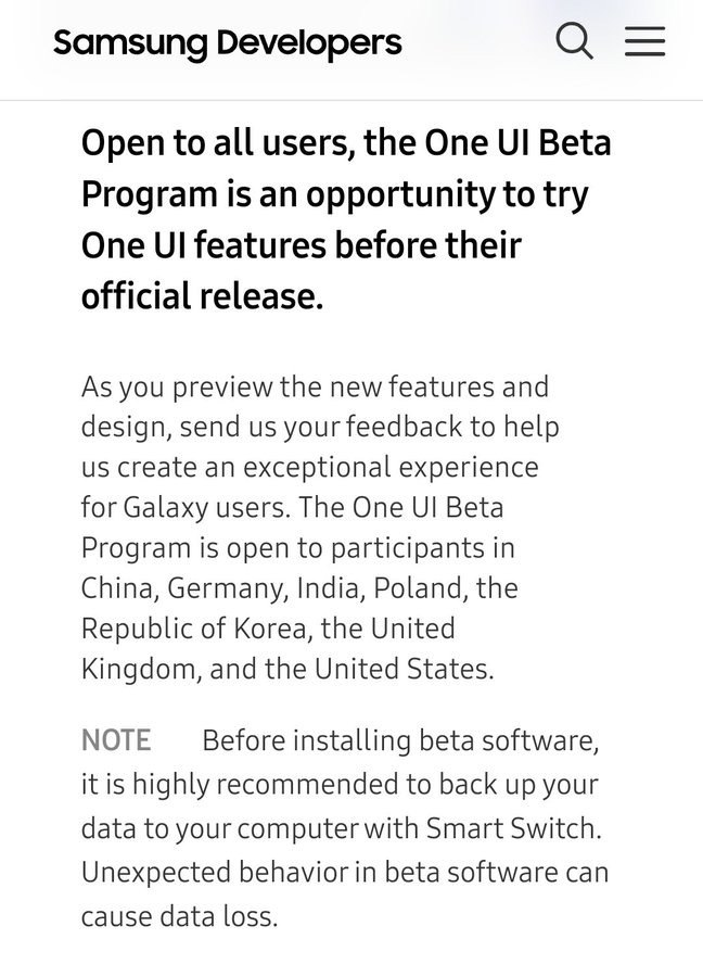 One UI 6 Beta countries