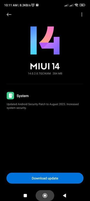 Redmi Note 11 August 2023 update