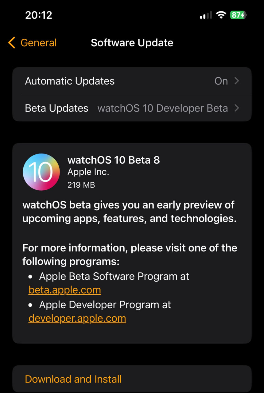Apple watchOS 10 Beta 8
