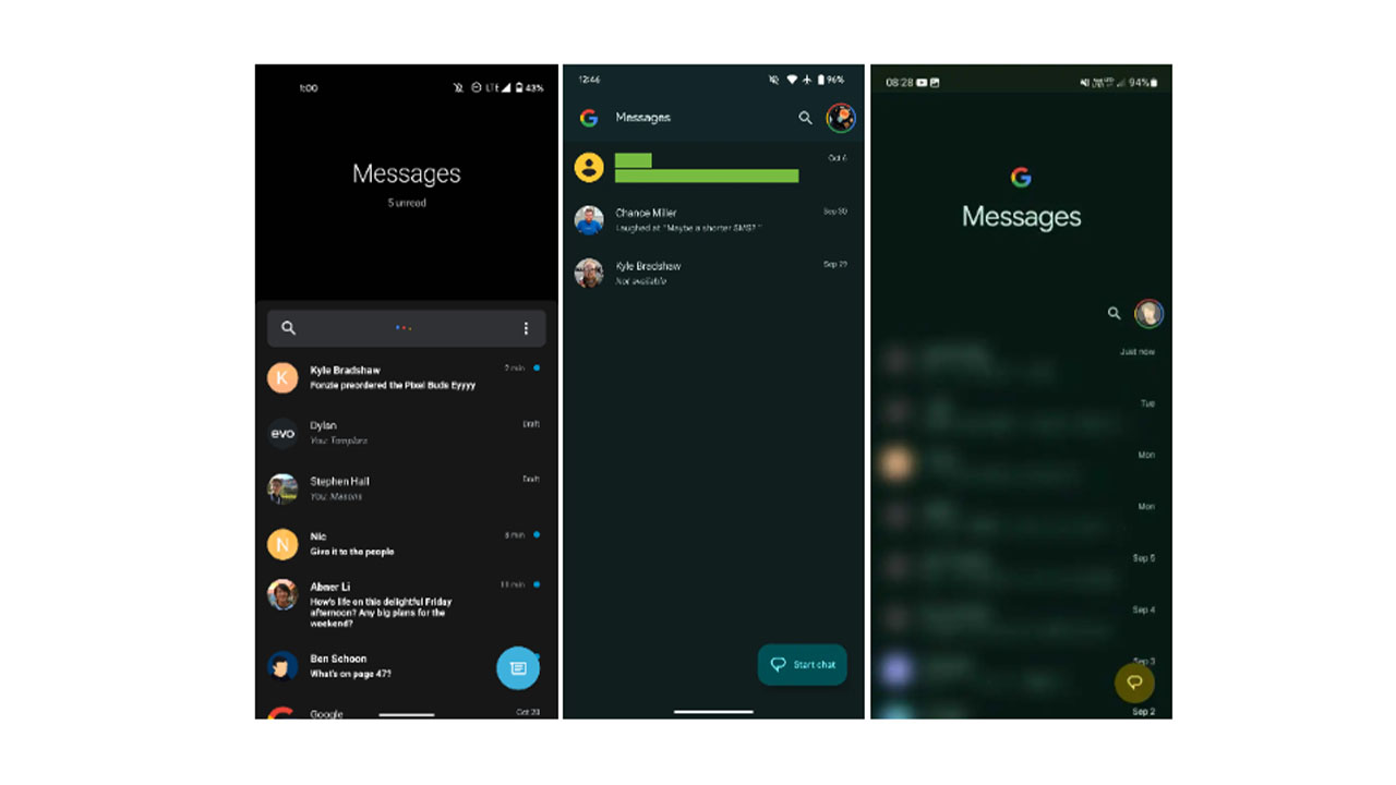 Google Messages homescreen samsung phones