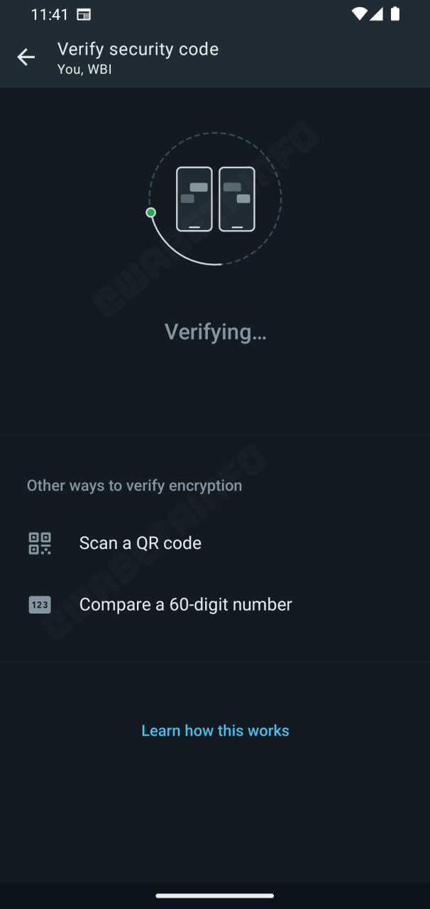 WhatsApp security code verification