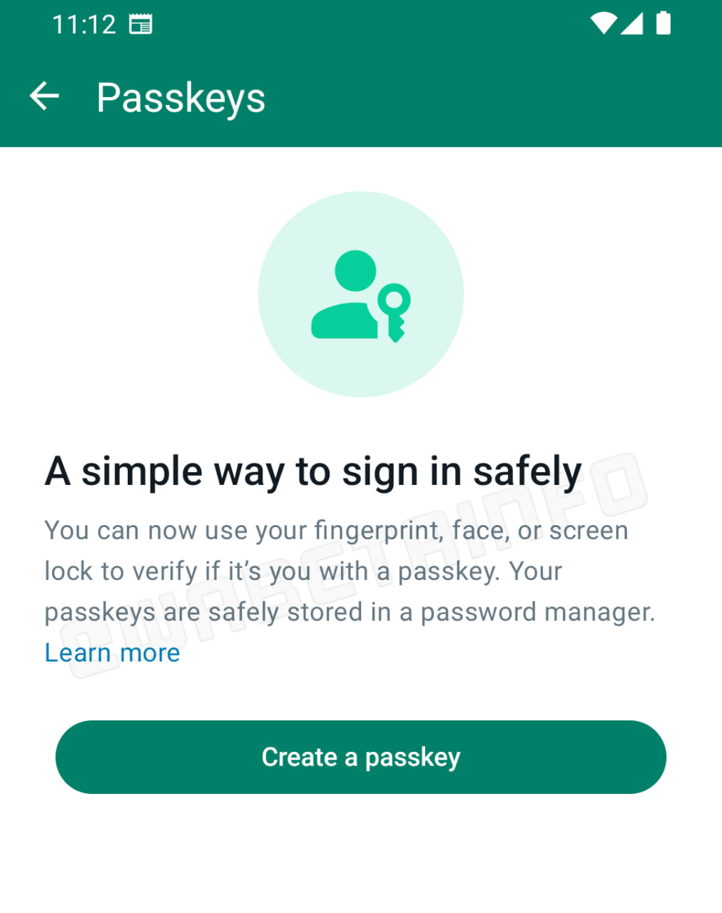 WhatsApp passkey account verification