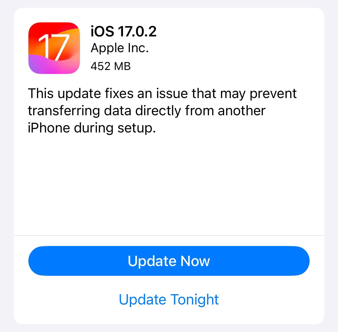 Apple iOS 17.0.2 update iPhone