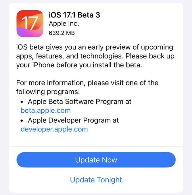 Apple iOS 17.1 watchOS 10.1 third beta