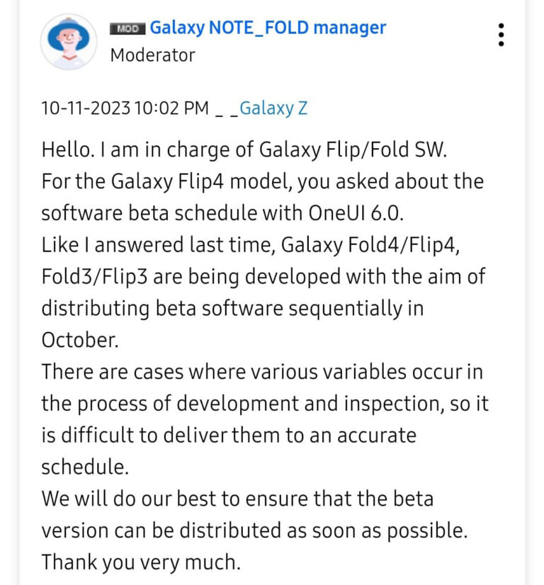 Samsung Flip Fold 3 4 One UI 6 beta