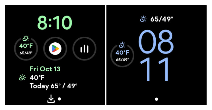 Google At a Glance complication styles