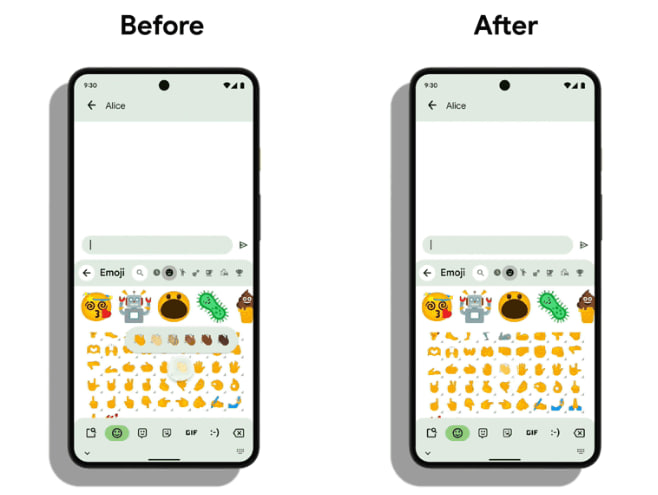 Google Gboard emojis skin tone