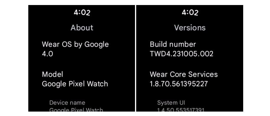 Google Pixel Watch Wear OS 4