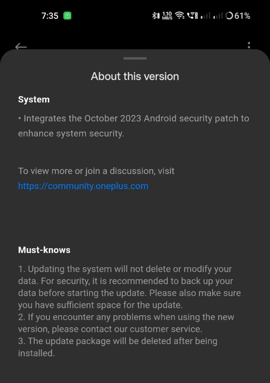 OnePlus 10 Pro October 2023 patch