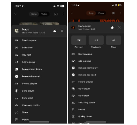 YouTube Music three-dot overflow menu