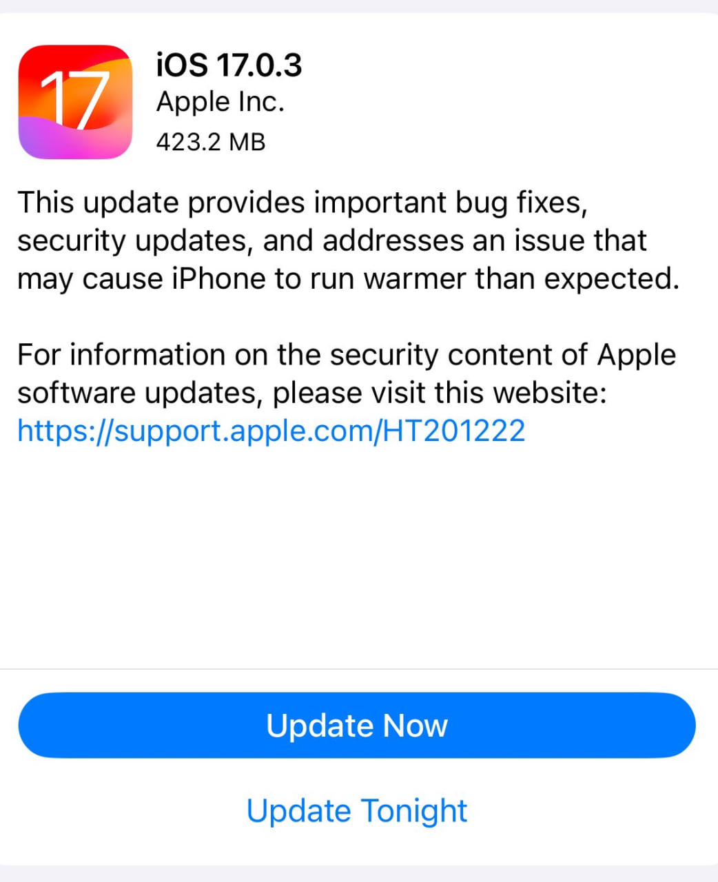 Apple iOS 17.0.3 update fixes