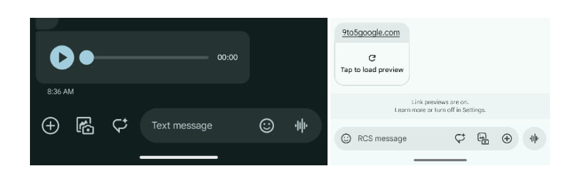 Google Messages redesigned RCS text field