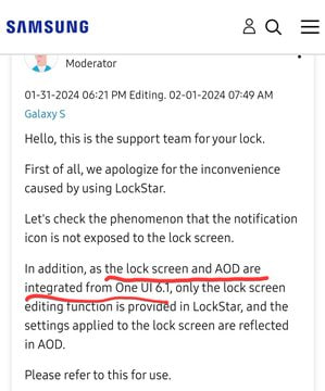 Samsung One UI 6.1 lock screen AOD