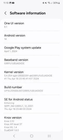 One UI 6.1 unlocked Galaxy S21 US 