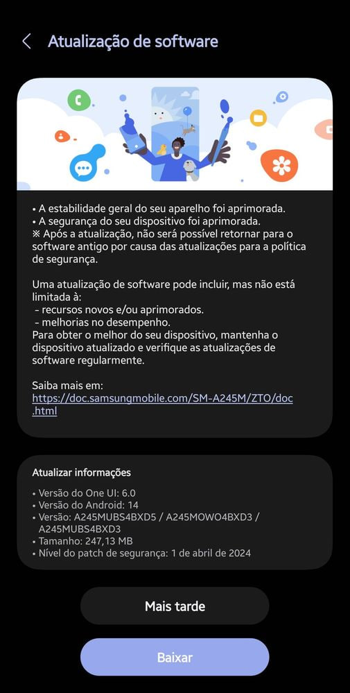 Samsung Galaxy A24 May 2024 update
