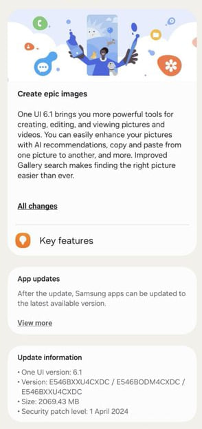  Samsung Galaxy F54 One UI 6.1 update 