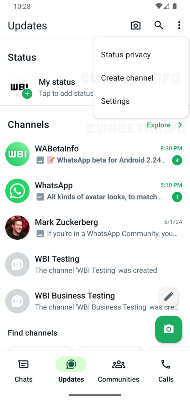 WhatsApp Channels explore 
