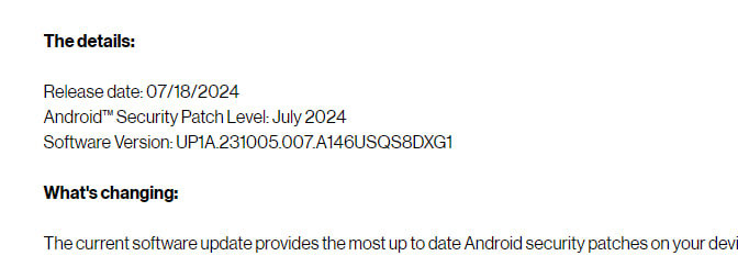 Galaxy A14 July 2024 update Verizon