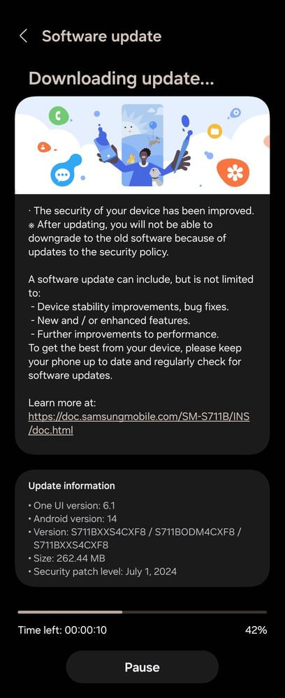 Samsung Galaxy S23 FE July 2024 update